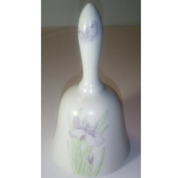 White with Light Purple Iris's - Porcelain Bell - Picture 3 of 4